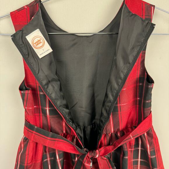 WONDER NATION | Red & Black Plaid High Low Sleeveless Holiday Dress | Kid's 7 - Picture 5 of 8